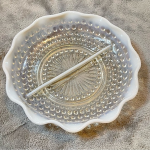 Moonstone French‎ Opalescent Hobnail Vintage Split Divided Dish